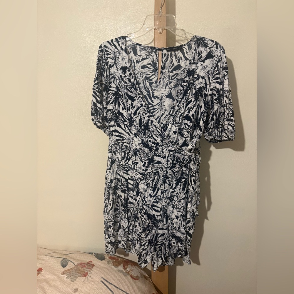 F&F Black and White floral romper
